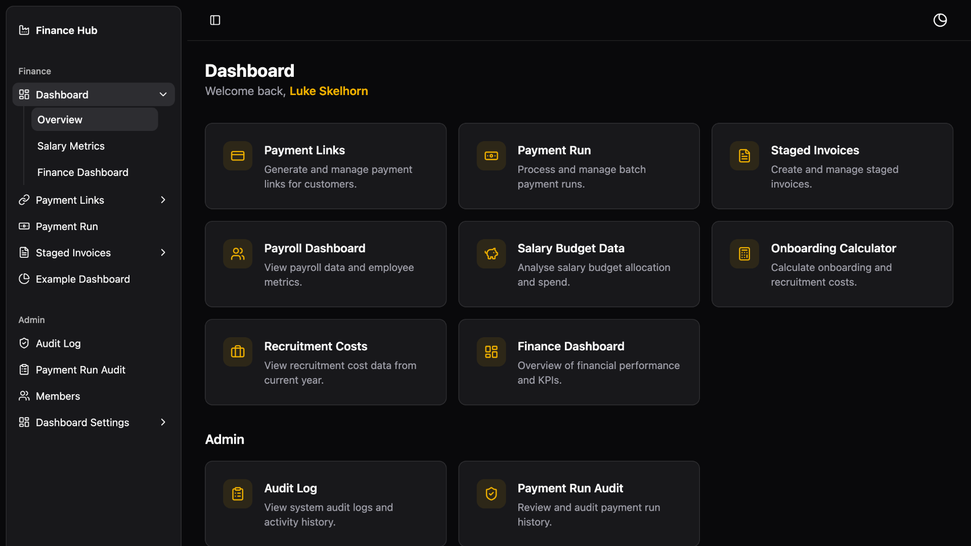 Internal Finance Hub - Enterprise Finance Platform screenshot